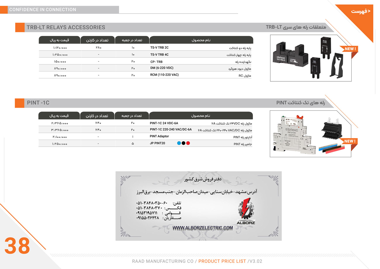 لیست قیمت رعد الکتریک